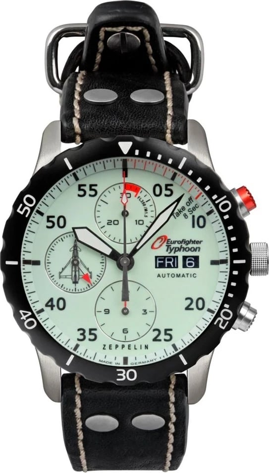 Orë dore Zeppelin Eurofighter 7218-5 automatike, e zezë