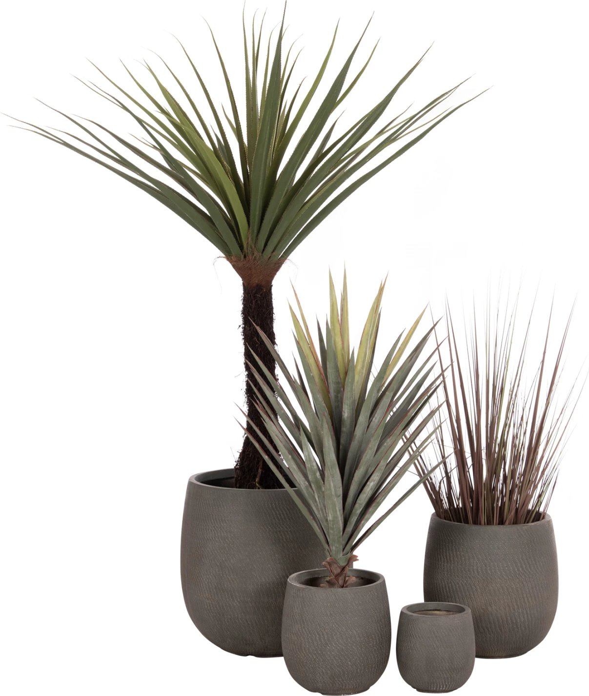 Set vazo të rrumbullakëta për kopsht, 4 copë, seri Gardener, FiberClay, ngjyrë e gjelbër, FH4726, Φ52x55cm