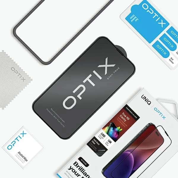 Xham mbrojtës UNIQ Optix Vivid për iPhone 15 / 14 Pro me aplikator