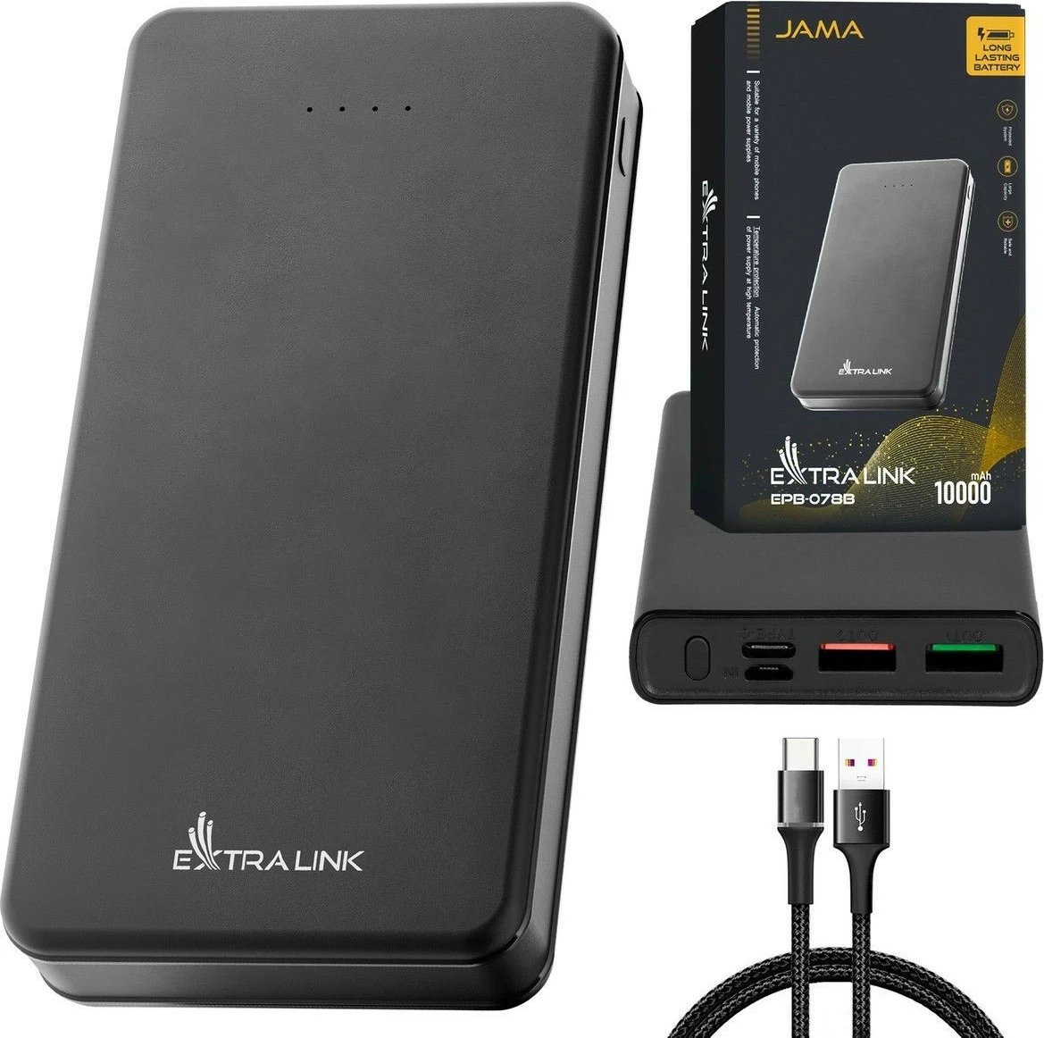 Powerbank Extralink EPB-078B, 10000 mAh, e zezë
