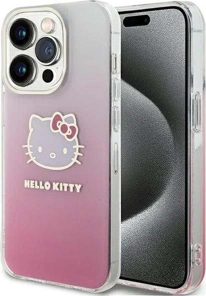 Mbështjellës Hello Kitty IML Gradient Electrop Kitty Head për iPhone 13 Pro/13, rozë