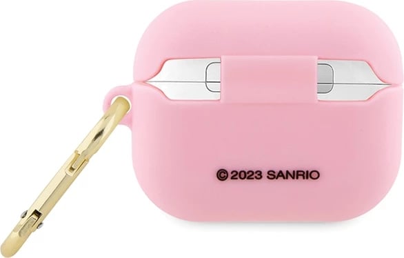 Mbështjellës Hello Kitty Silicone 3D Kitty Head për AirPods Pro, rozë