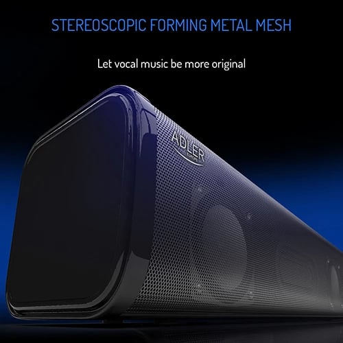 Altoparlant me orë zgjimi, Adler AD 1191, Bluetooth 5.0, stereo 2x5W, SD/USB/AUX, bateri 1200 mAh, i zi