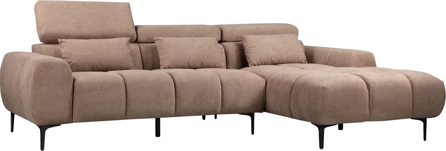 Divan qoshe i djathtë, DIVYA, lëkurë sintetike, ngjyrë kafe e çelët, FH3267.01R, 266x104x97H cm Divan qoshe i djathtë, DIVYA, lëkurë sintetike, ngjyrë kafe e çelët, FH3267.01R, 266x104x97H cm