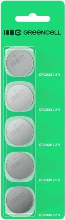 Bateri buton, Green Cell, X5CR2032, CR2032 3V 220mAh litium, set 5 copë