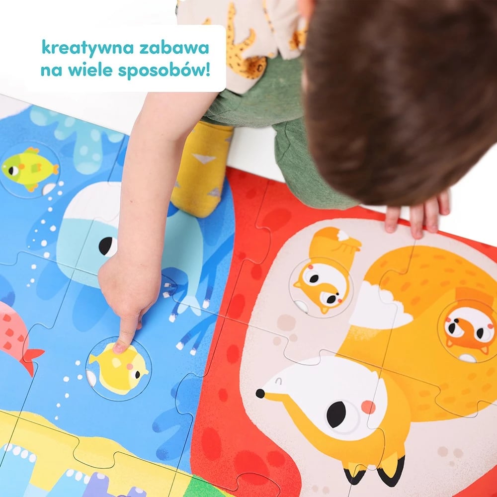 Puzzle i madh me vrimë CzuCzu, 34 pjesë, kafshë, shumëngjyrësh