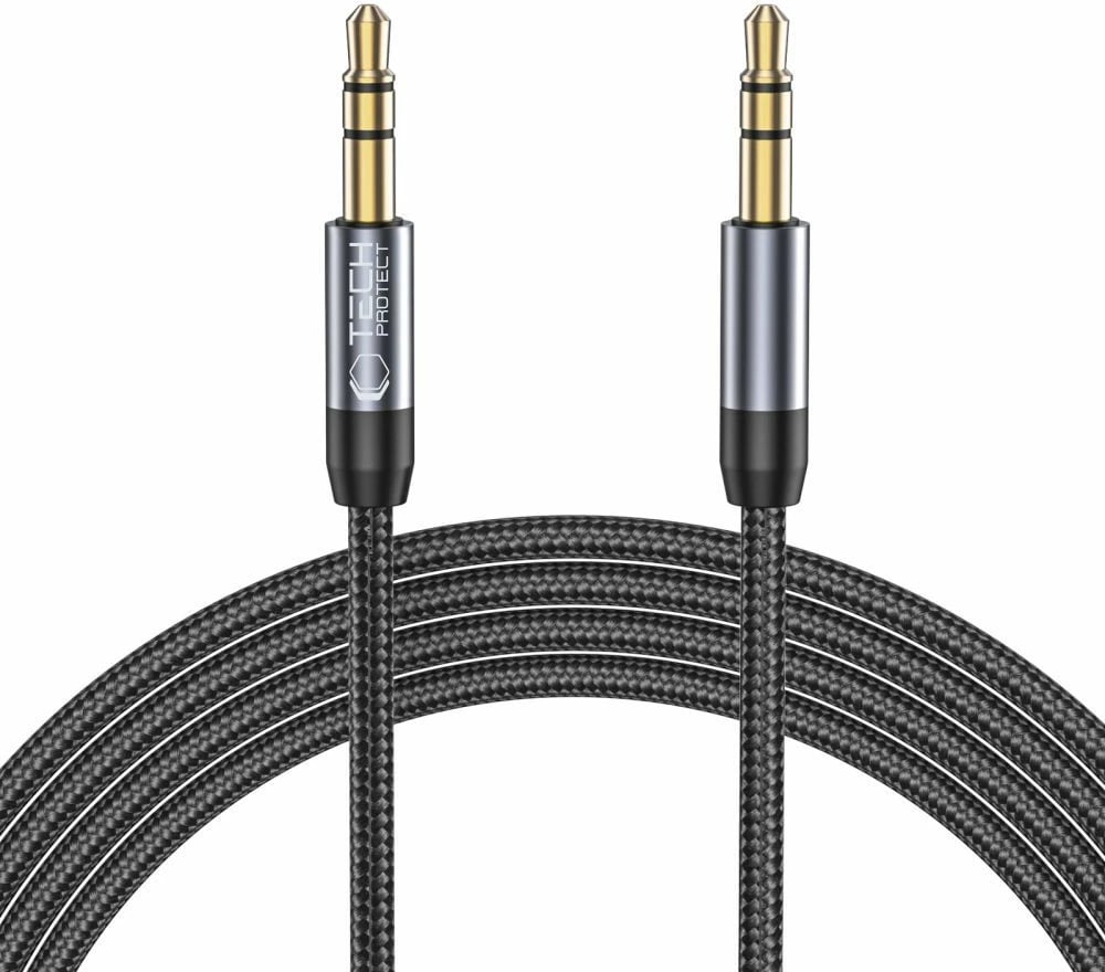 Kabllo audio Tech-Protect UltraBoost, 3.5mm mini jack në 3.5mm mini jack, 1.5m, e zezë