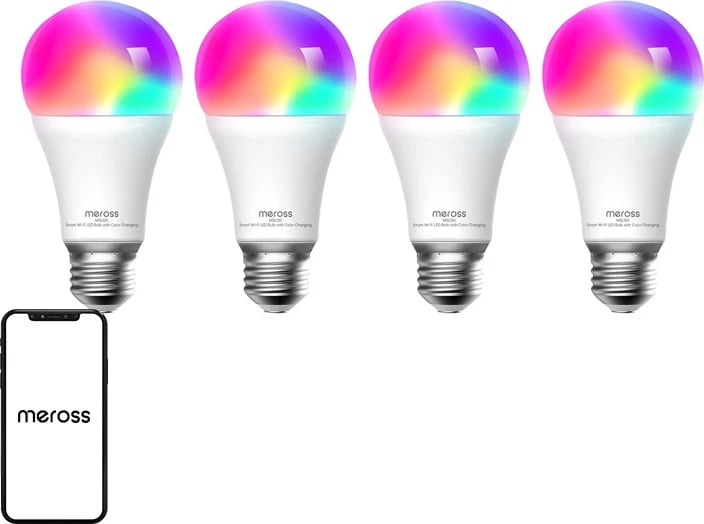 Set llamba të mençura LED Meross MSL120, WiFi, E27, RGBW, 4 copë