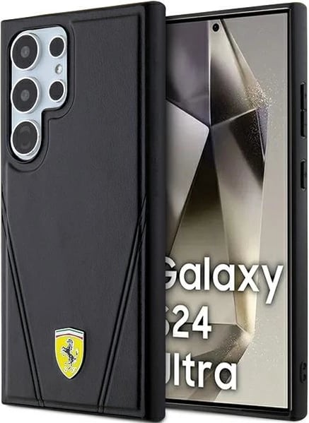 Mbështjellës Ferrari Hot Stamp V Lines MagSafe për Samsung Galaxy S24 Ultra, i zi