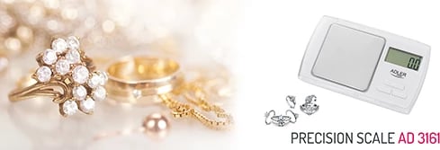 Peshore precize, Adler AD 3161, saktësi 0.1 g, kapacitet 500 g, LCD, me tarrë, me bateri në set