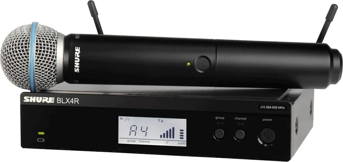 Mikrofon pa tela Shure BLX24RE/B58, Beta 58A, për skenë, i zi