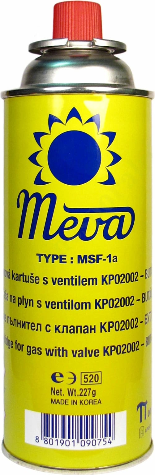 Set djegës gazi Meva KP18004 me ndezës piezo dhe 4 bombola, 1.6 kW