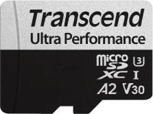 Kartelë memorie Transcend microSDXC 340S 128GB, Class 10, UHS-I, A2, e zezë/gri
