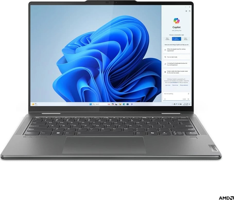 Laptop hibrid Lenovo Yoga 7, AMD Ryzen 7 8840HS, 14 inch, Gri