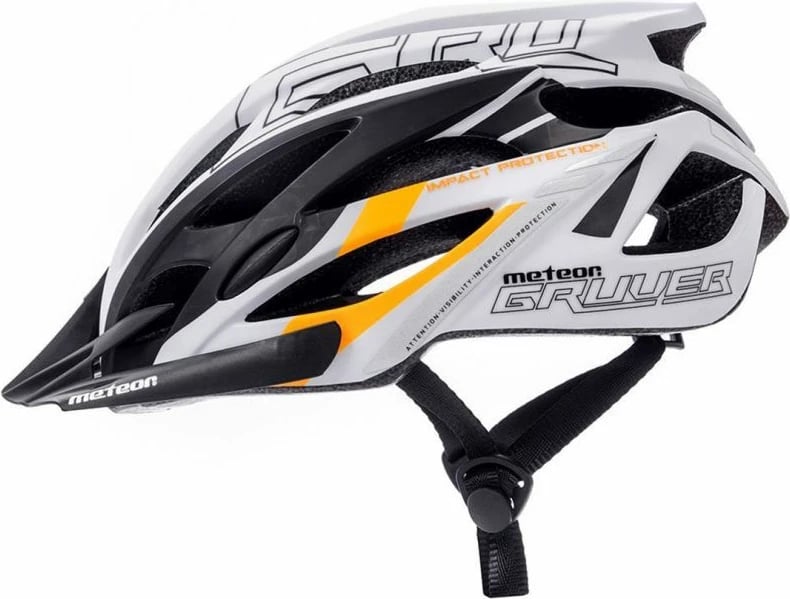Helmetë për biçikletë Meteor, për meshkuj dhe femra, bardhë dhe portokalli