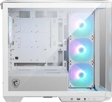 Kasë MSI MAG PANO M100R PZ, Micro Tower, RGB, Tempered Glass, Bardhë