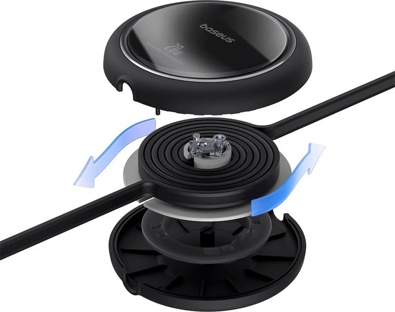 Kabllo karikimi Baseus Free2Pull, USB C në Lightning, 1 m, 20 W, E zezë