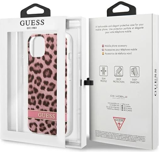 Mbështjellës Guess Leopard për iPhone 13 mini 5.4", Rozë