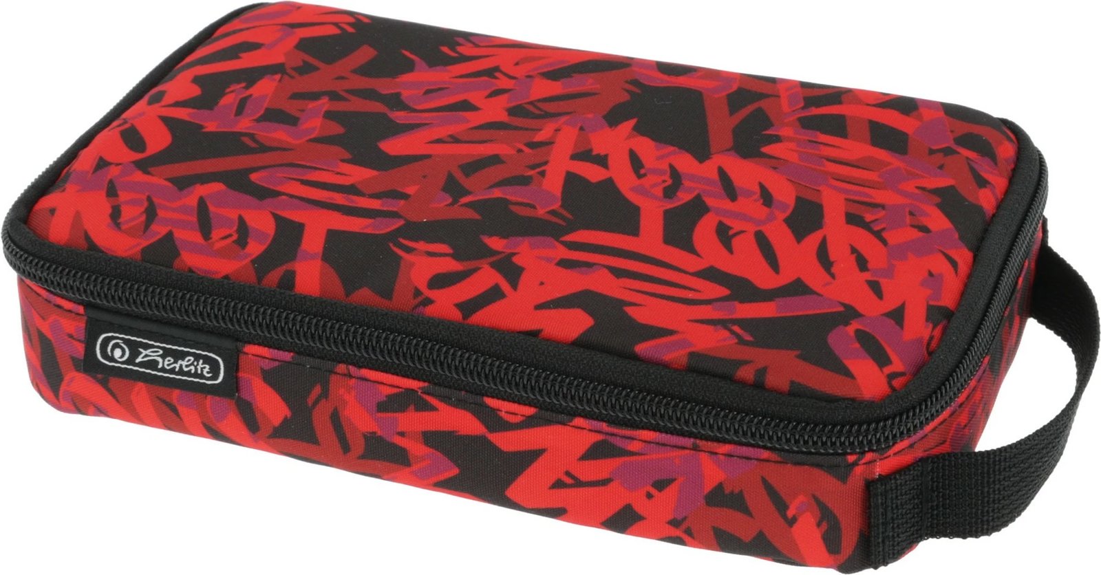 Mbështjellës lapsash herlitz Faulenzer 2 Go Graffiti, poliester, zi/kuqe