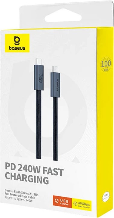 Kabllo USB-C në USB-C Baseus Flash 2, 1m, 240W, e zezë