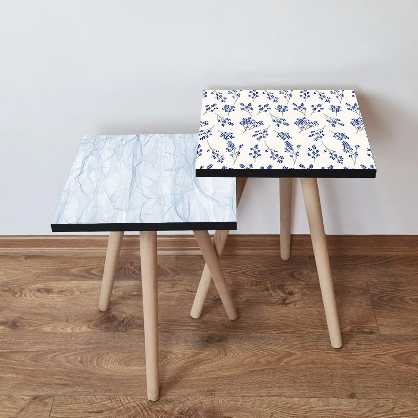 Set tavolinash të vendosshme Skye Decor, 2 copë, ngjyrë kaltër e çelët