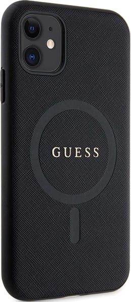 Mbështjellës Guess GUHMN61PSAHMCK për iPhone 11/XR, Saffiano MagSafe, i zi