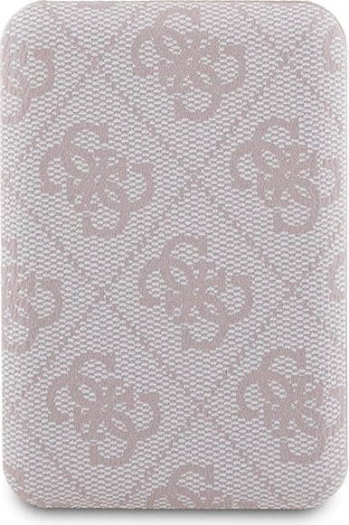 Mbështjellës Guess 4G Metal Logo me powerbank MagSafe 5000mAh për iPhone 15 Pro, Rozë, Set