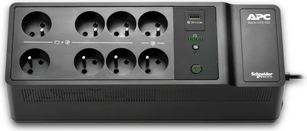 UPS APC BE500G2-FR Back-UPS, 500VA, 8 dalje, USB, e zezë