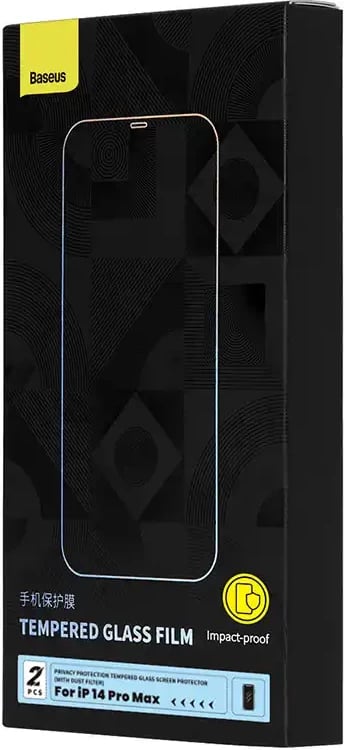 Mbështjellës xhami privatësie Baseus për iPhone 14 Pro Max, 2 copa, me set pastrimi dhe mjet instalimi