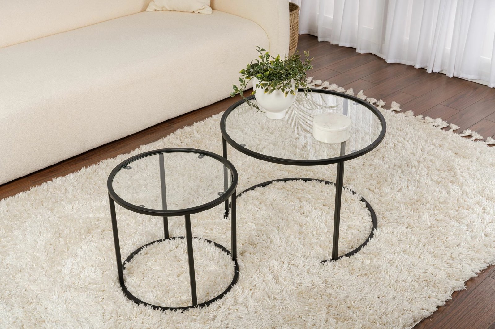 Set tavolinash kafeje Nordure, Aurum, 60, 42, e zezë, transparente