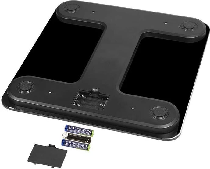 Peshore banjoje elektronike, Lafe WLS003.0, analizë trupi (yndyrë/ujë/kockë/muskuj/kalori), kapacitet 150 kg, saktësi 100 g, memorje 10 përdorues, ekran LCD me ndriçim blu, njësi kg/lb/st, 30x30 cm, e zezë