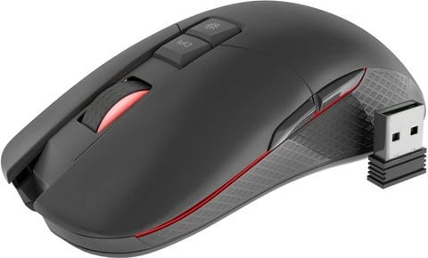 Maus wireless Genesis Zircon 330, 3600 DPI, 7 butona, i zi/kuq