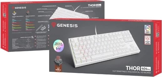 Tastierë Genesis Thor 404 TKL, Kailh Box Brown V2, me dritë RGB