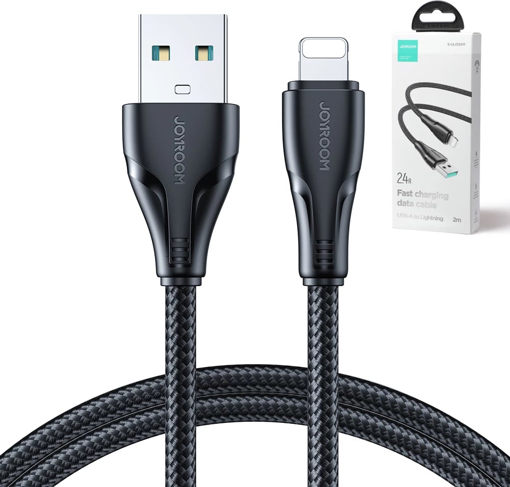 Kabllo Joyroom Surpass Series A11, USB-A në Lightning, 2m, 2.4A, e zezë