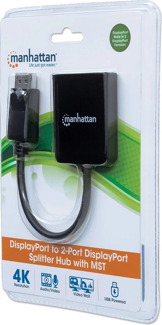 Pajisje ndarëse DisplayPort Manhattan, e zezë