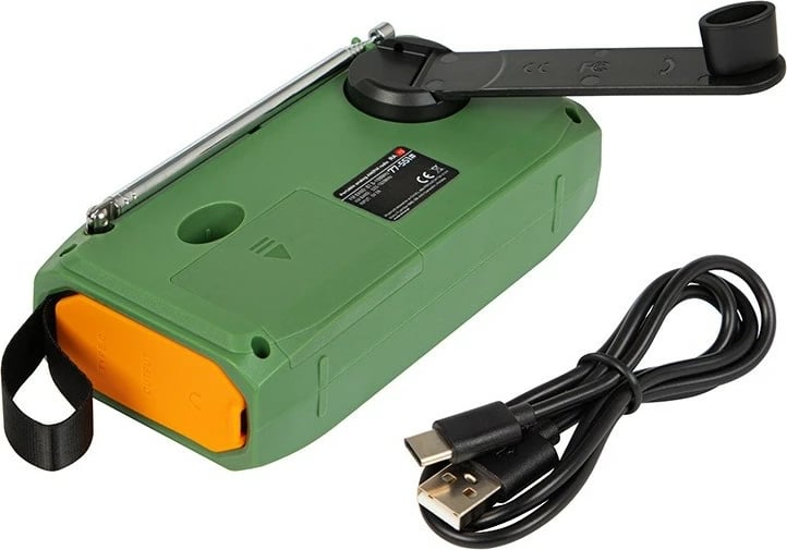 Radio portative BLOW RA13 AM/FM, solar/dynamo, me dritë LED dhe SOS, Gjelbër/Portokalli