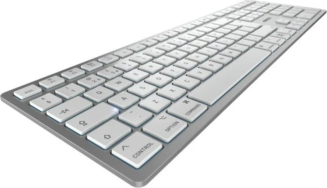 Tastierë Cherry KW 9100 SLIM për Mac, Wired & Wireless, USB + Bluetooth, QWERTY, Silver