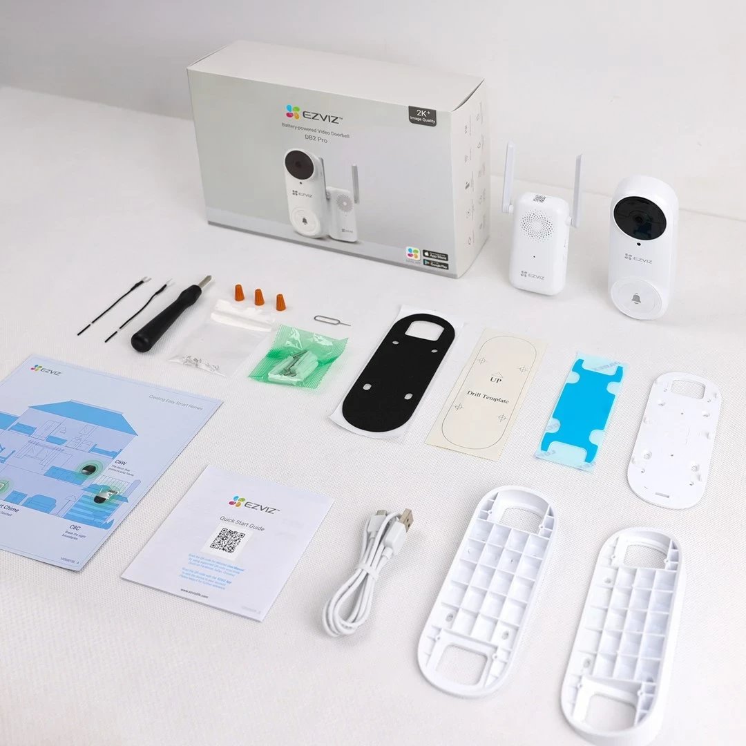 Interfon video ezviz DB2 Pro, wireless, 5MP, i bardhë