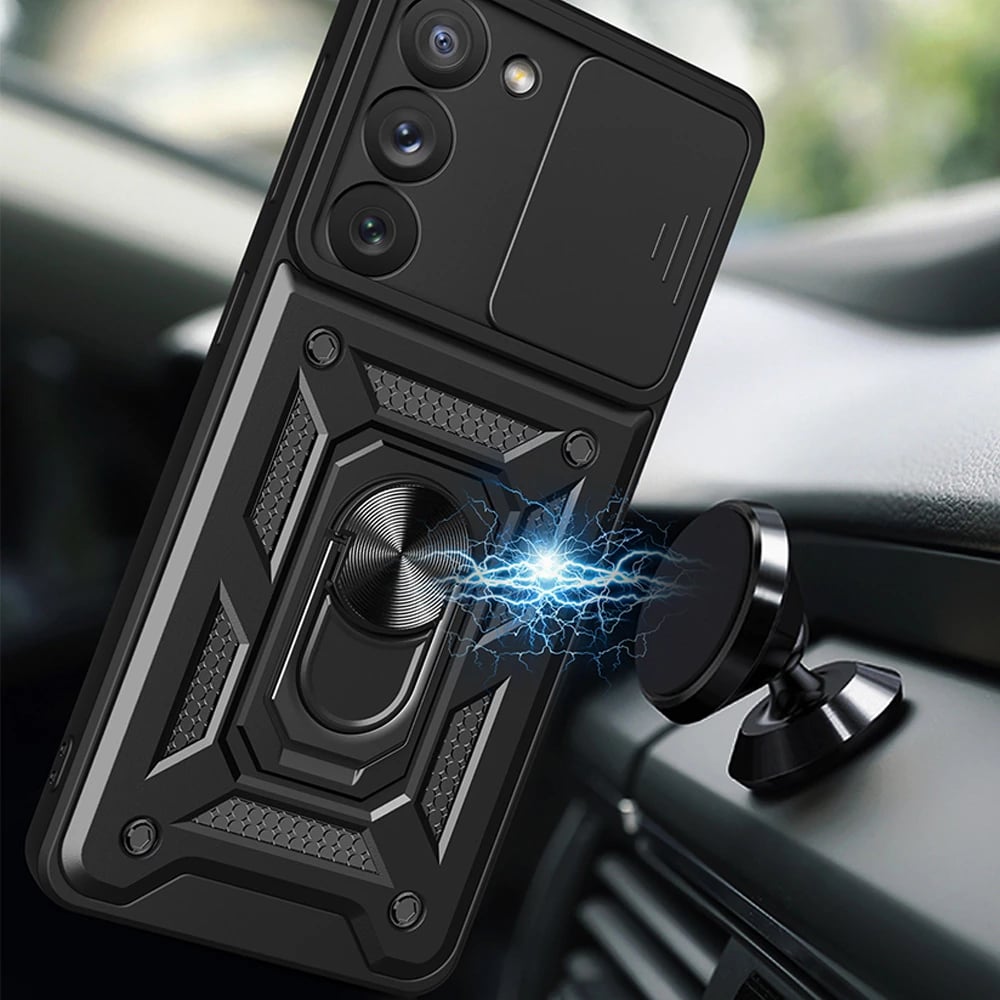 Mbështjellës Hurtel Hybrid Armor Camshield për Samsung Galaxy S23, i zi