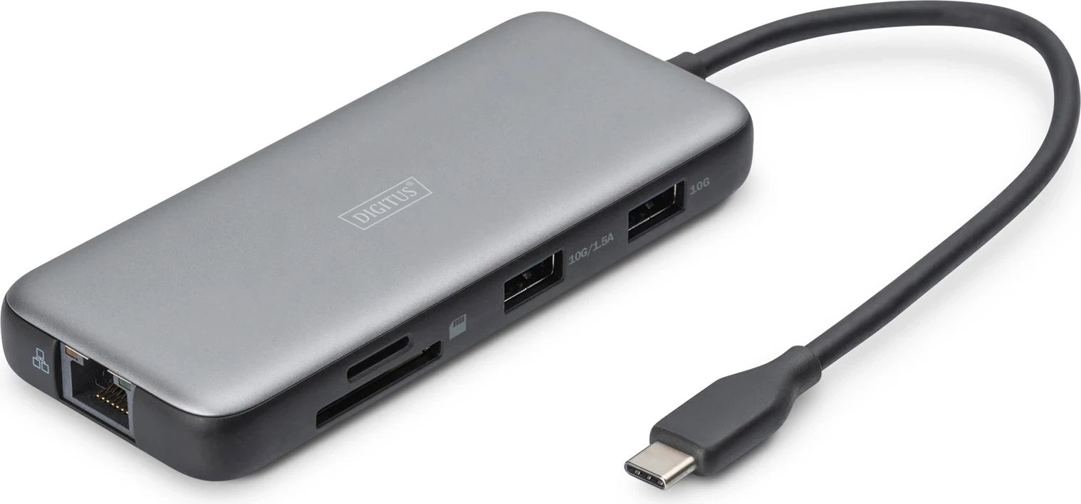 Stacion docking USB-C Digitus DA-70915, 8 porta, alumini