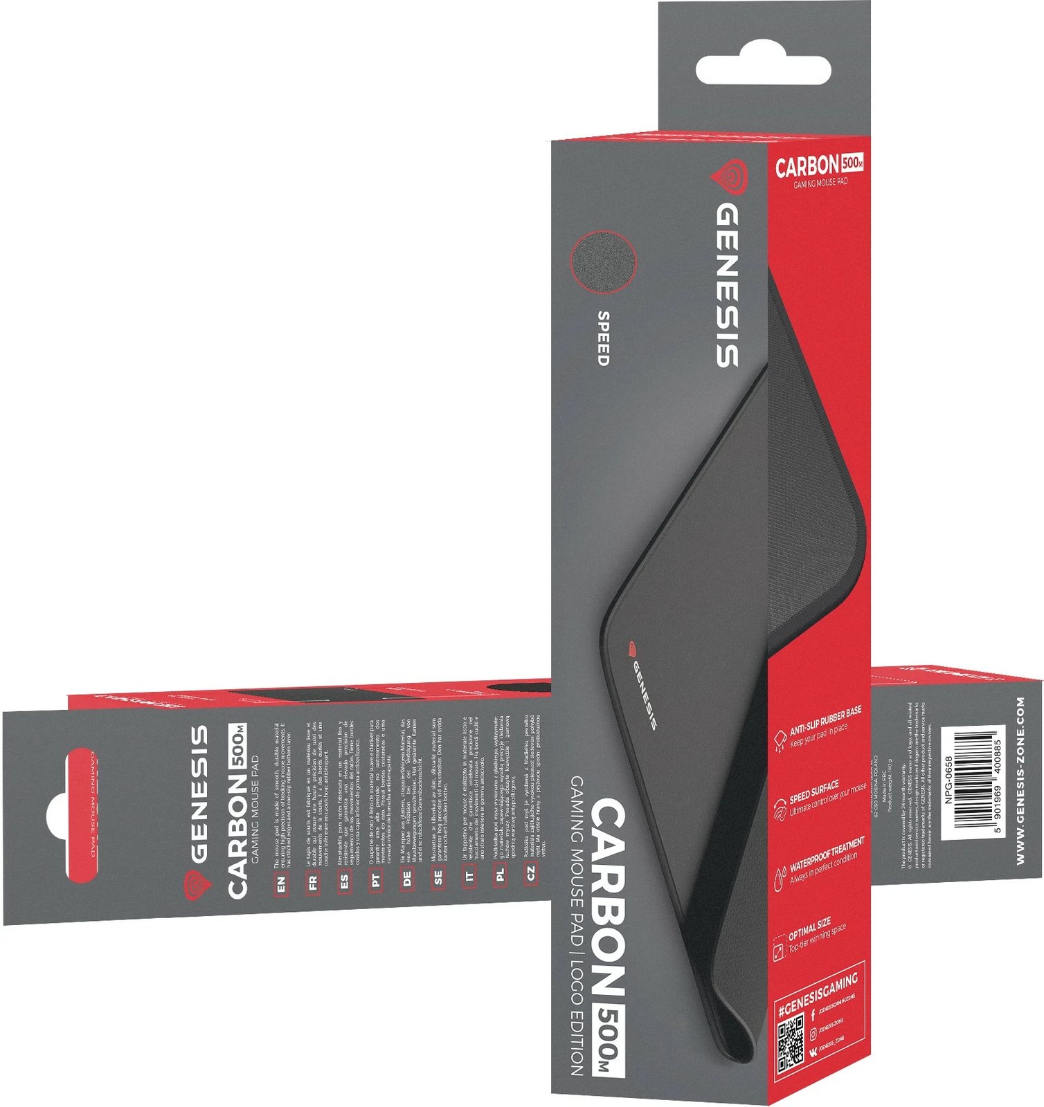 Mauspad Genesis CARBON 500 LOGO M 300x250mm i zi