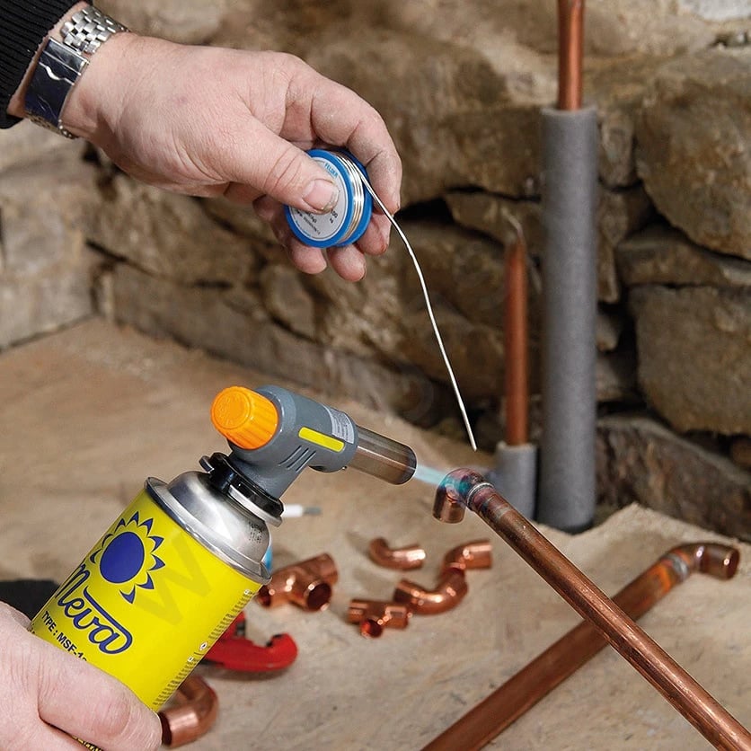 Set djegës gazi Meva KP18004 me ndezës piezo dhe 4 bombola, 1.6 kW