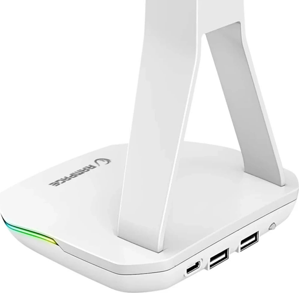 Stojak kufje Rampage T14, RGB, 2x USB, bardhë