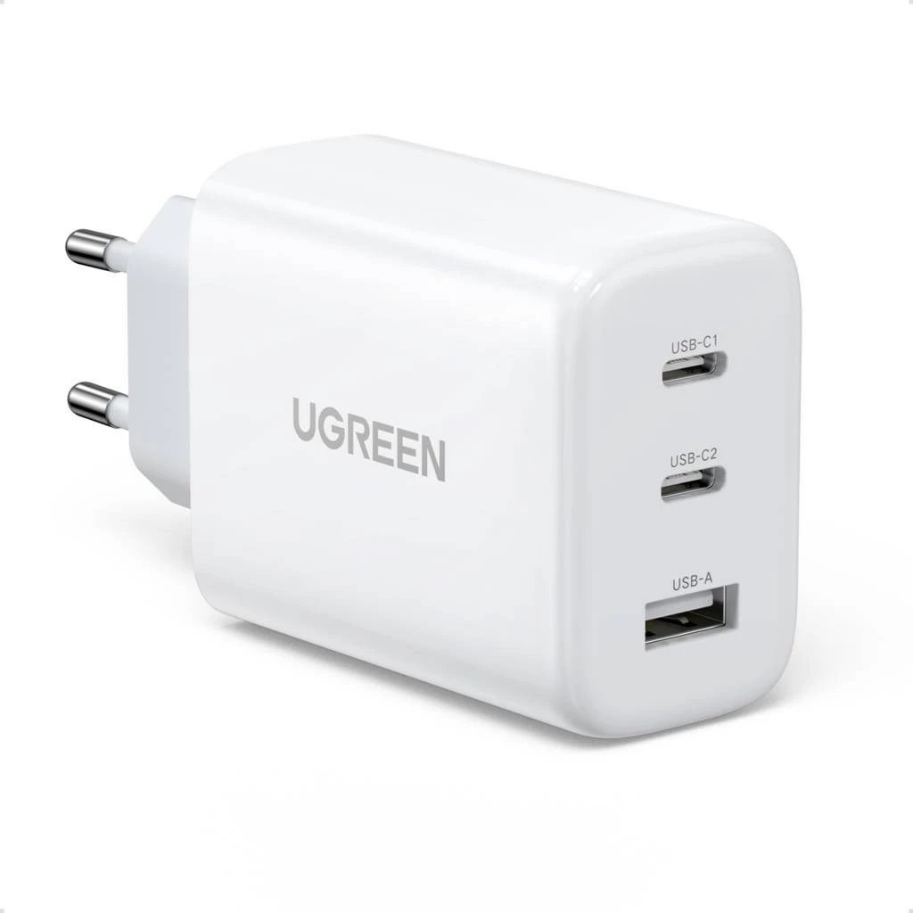 Karikues muri UGREEN CD275 me kabllo, 65W, 2x USB Type-C / USB-A, Bardhë