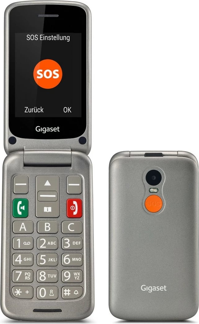 Celular Gigaset GL590, 32MB RAM, 32MB ROM, ekran 2.8 inç, slot MicroSD, titansilber
