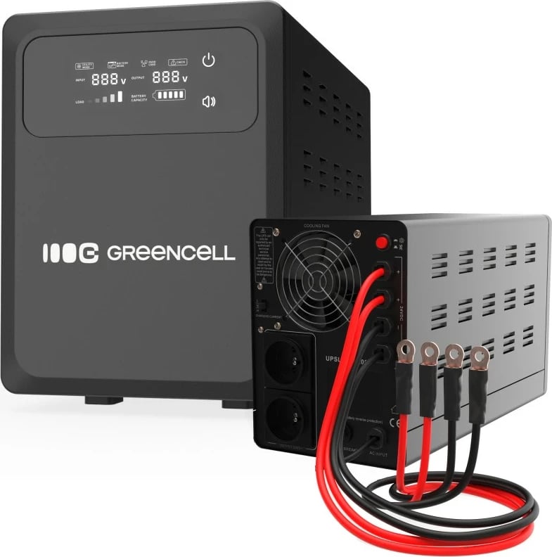Kasë UPS Green Cell PowerCore UPSLPPC1000, 1000W/1500VA, 12VDC, e zezë