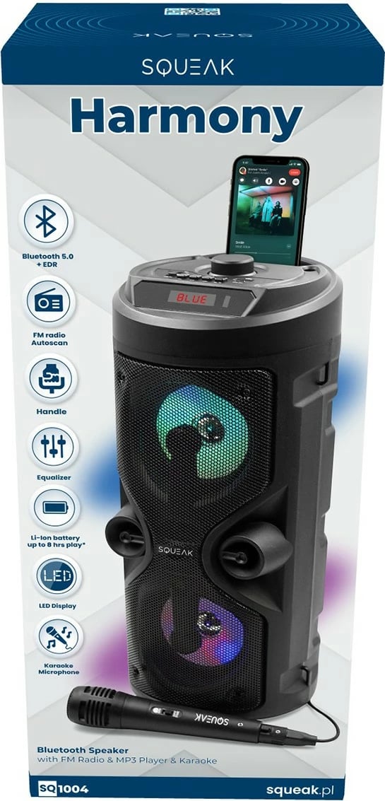 Altoparlant portabil SQUEAK SQ1004 me Bluetooth 5.0, karaoke, 40W, i zi, me mikrofon