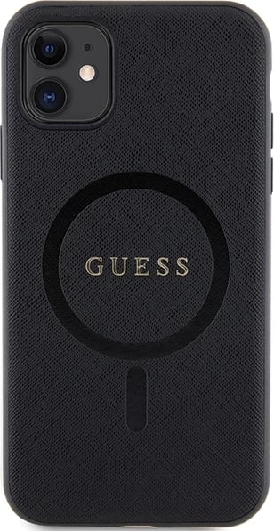 Mbështjellës Guess GUHMN61PSAHMCK për iPhone 11/XR, Saffiano MagSafe, i zi