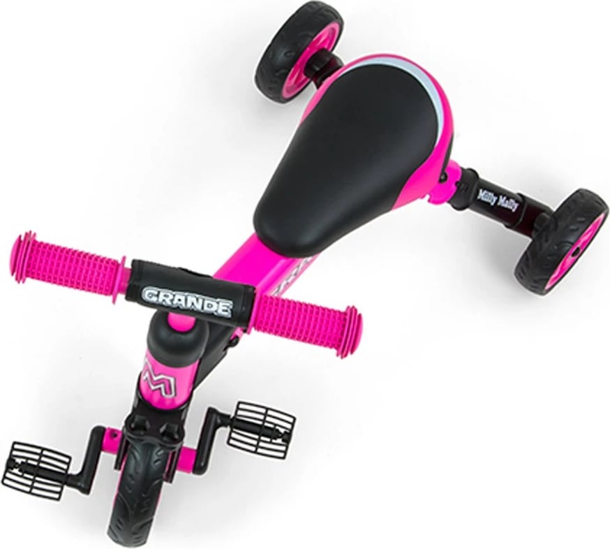 Tricikël fëmijësh 2‑në‑1, Milly Mally Grande, i palosshëm, rrota shkumë, 12m+, ngarkesa 25 kg, blu