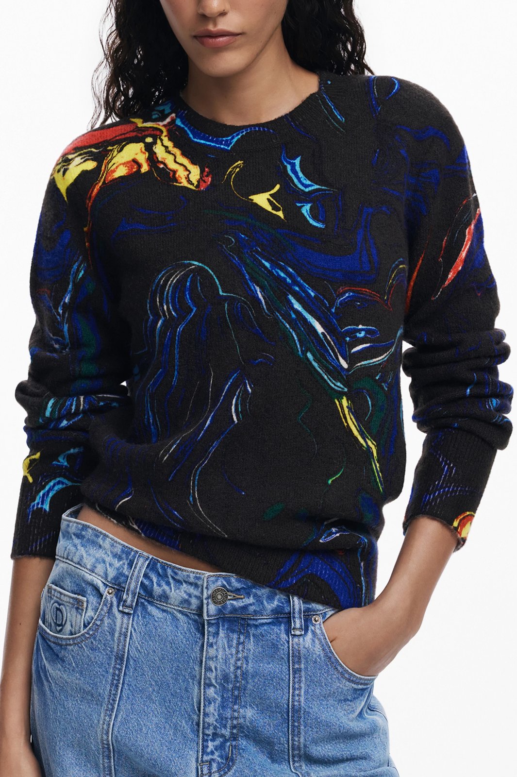 Xhemper femra Desigual Butterfly Lacroix, të zezë